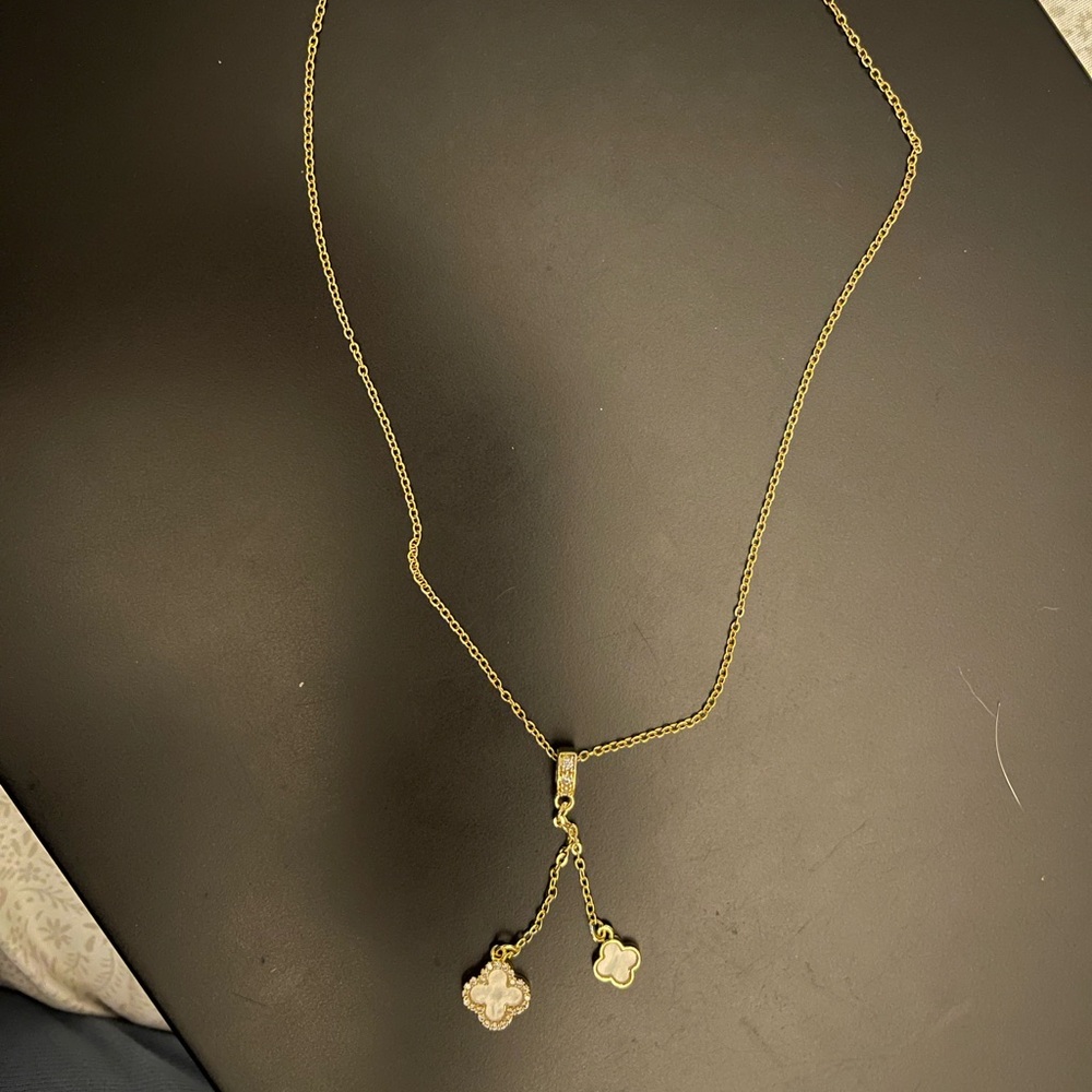 Gold Plated Titanium Steel Double Clover Necklace